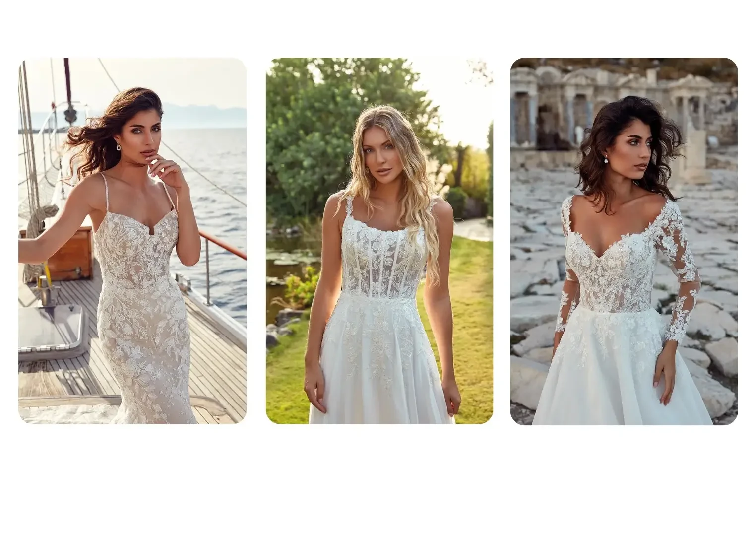 models wearing eddy k wedding gowns photo collage