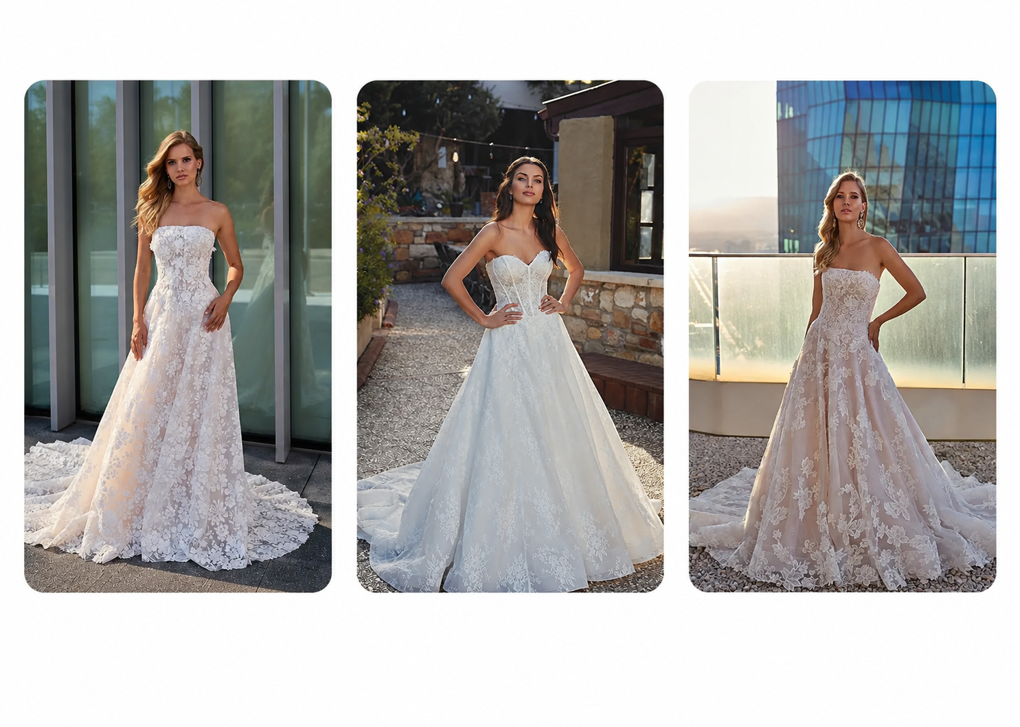 models wearing eddy k wedding gowns photo collage