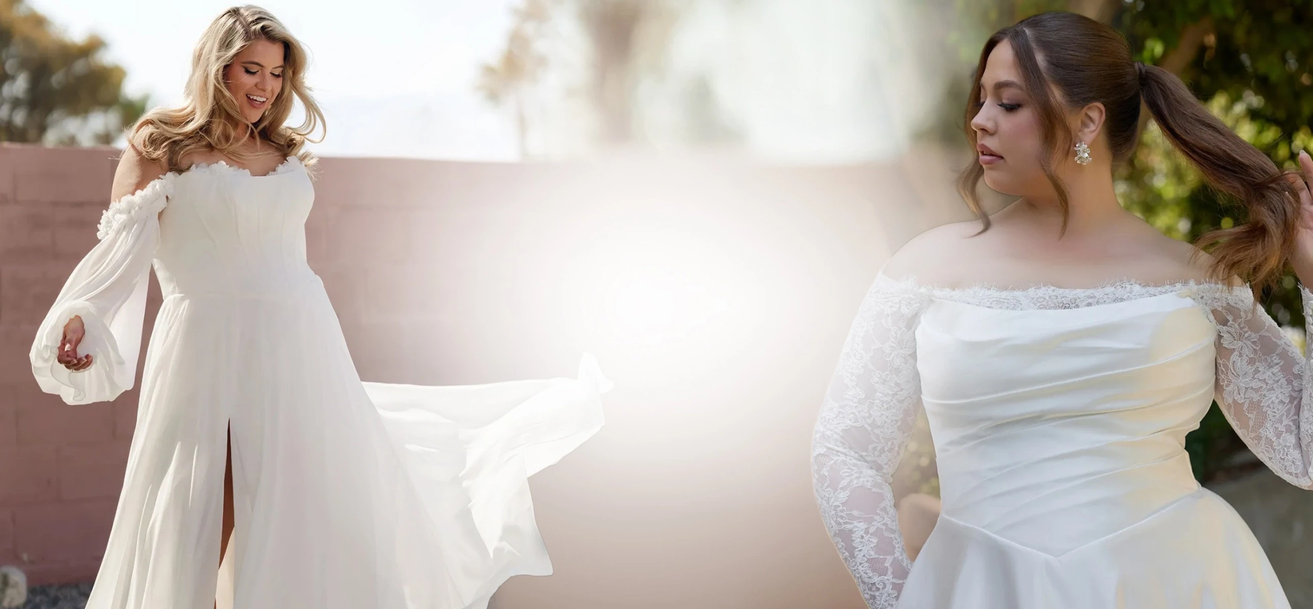 models wearing plus size wedding dresses, desktop banner