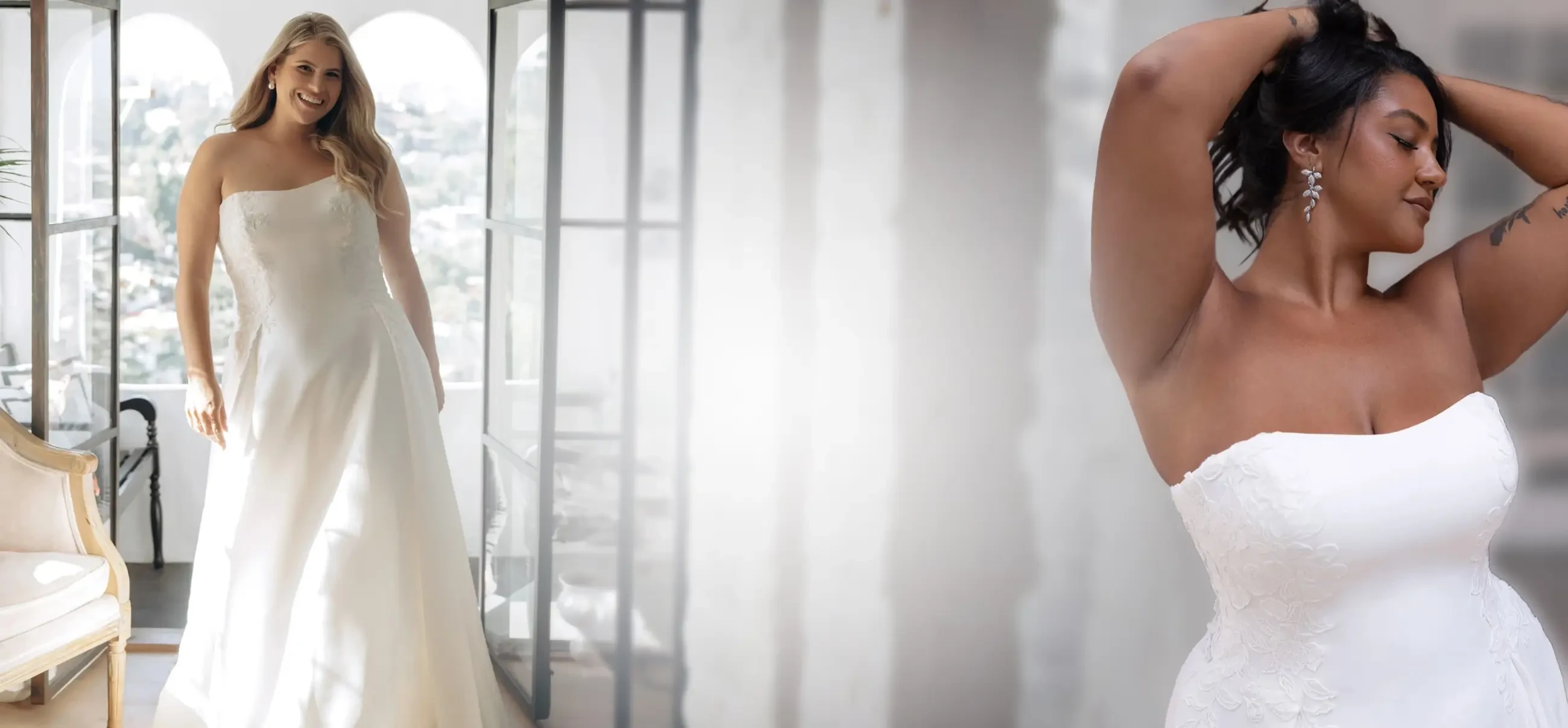 models wearing plus size wedding dresses, desktop banner